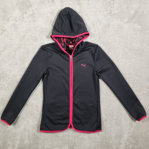Puma Cell Girls Hooded Jacket Black Size XL - Picture 1 of 11
